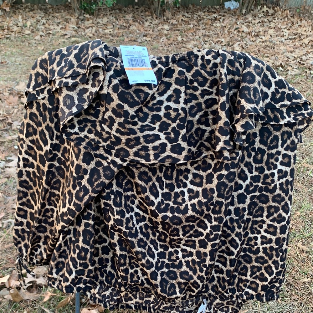 Michael Kors Leopard Print blouse in Camel and Black